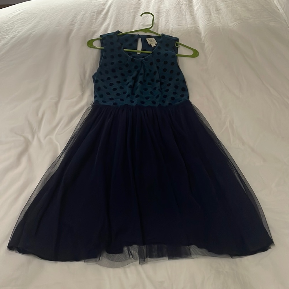Anthropologie blue polka dot tulle dress